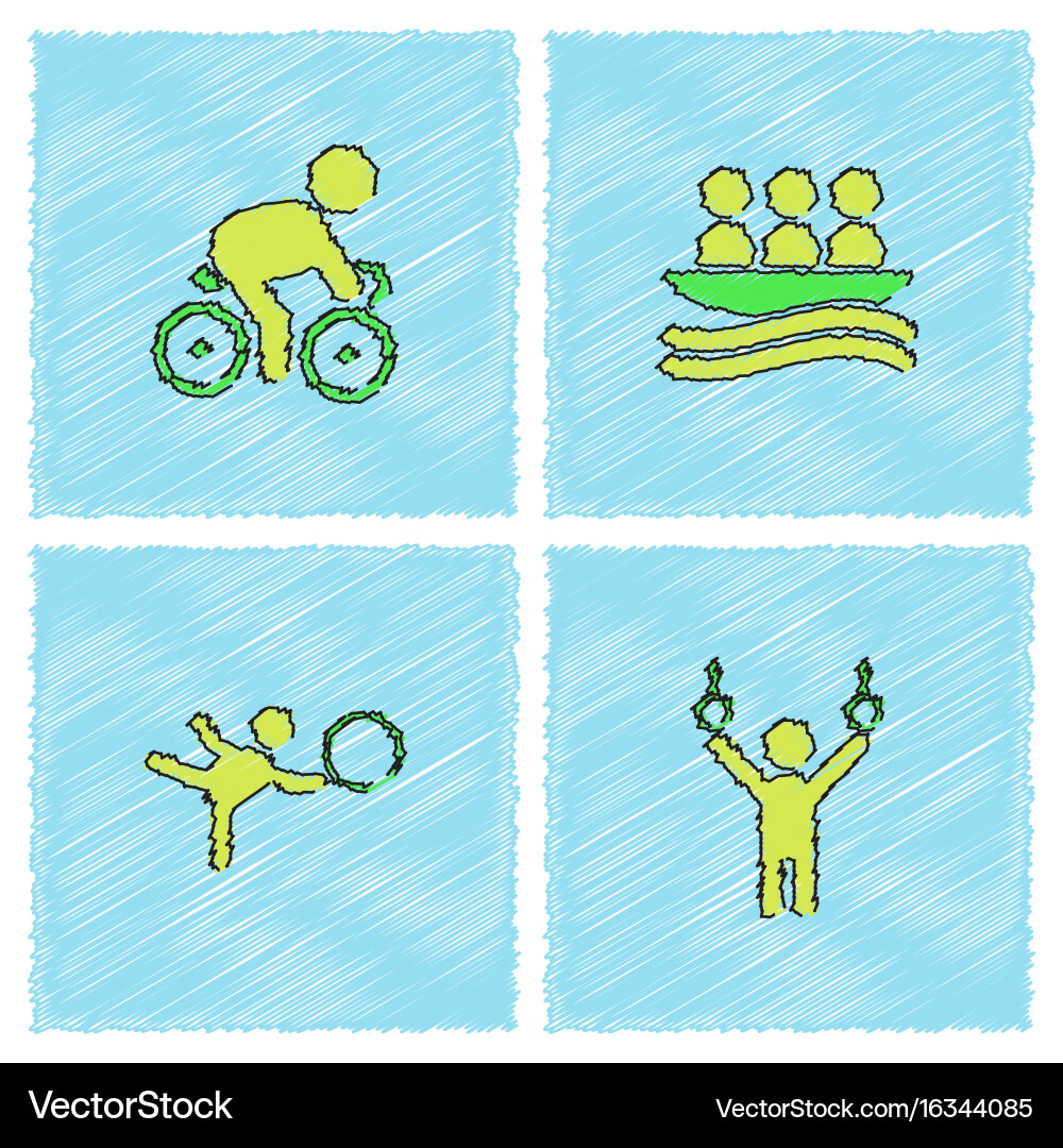 Set of olympic game design in hatching style Vector Image