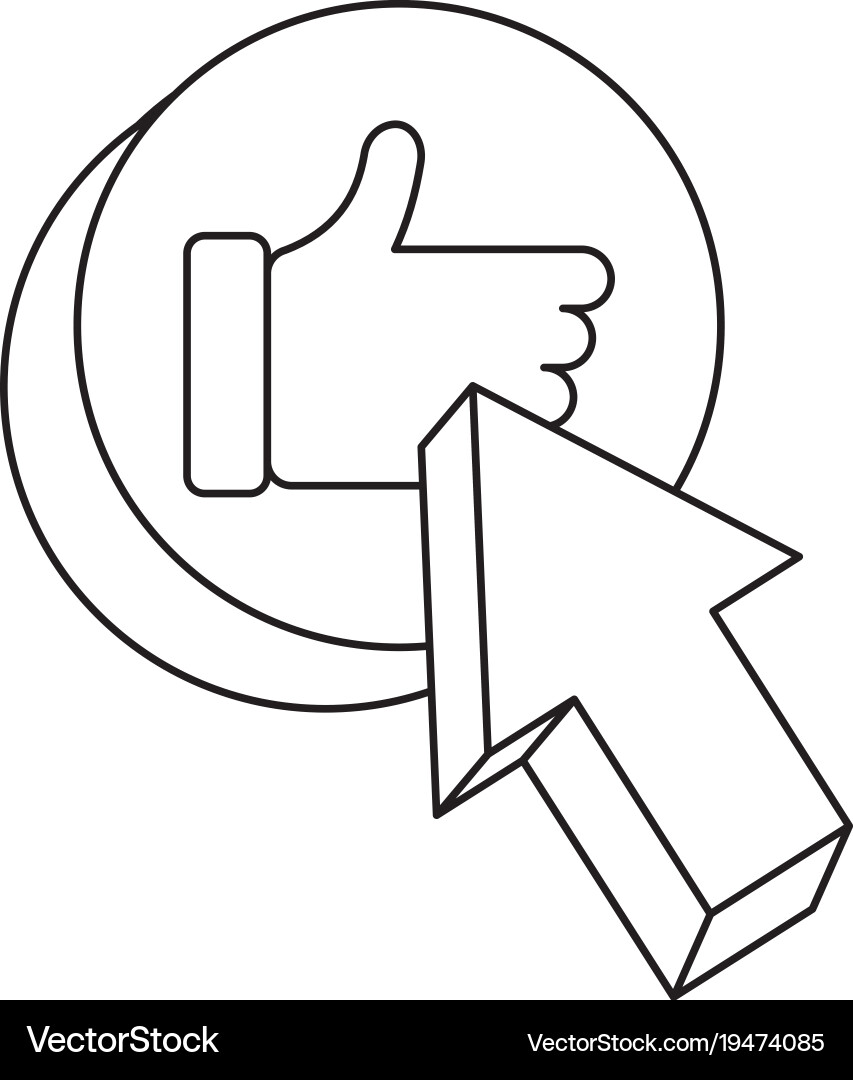 Speech bubble with hand like and pointer vector image