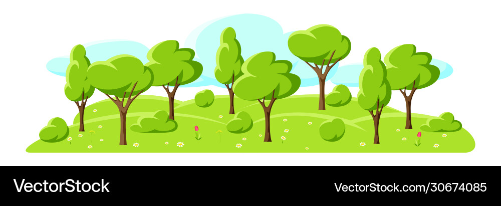 Spring or summer background with stylized trees Spring or summer background with stylized trees vector image