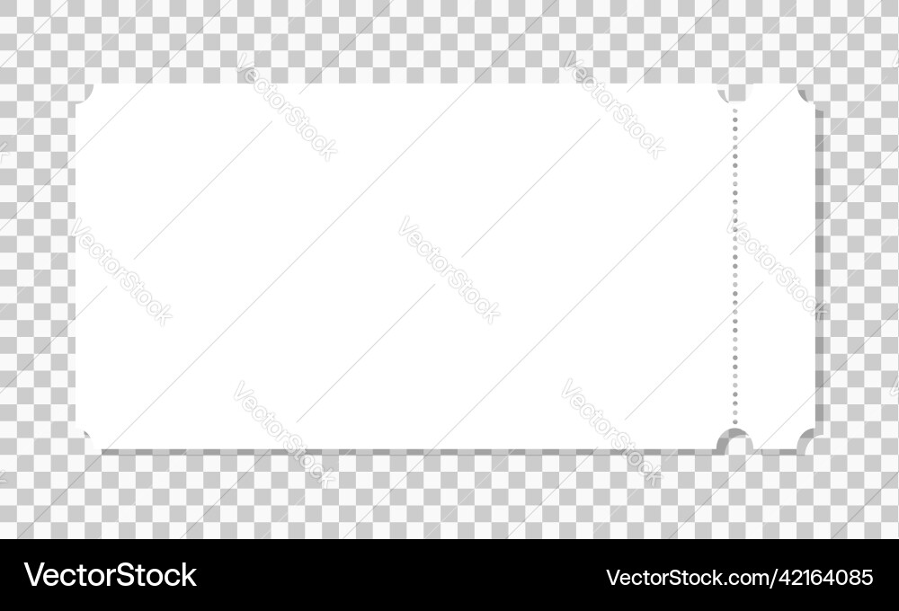 Ticket mockup empty paper lottery template blank vector image