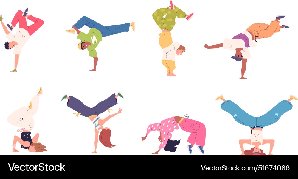 Breakdance dancers street dancer characters Breakdance dancers street dancer characters vector image