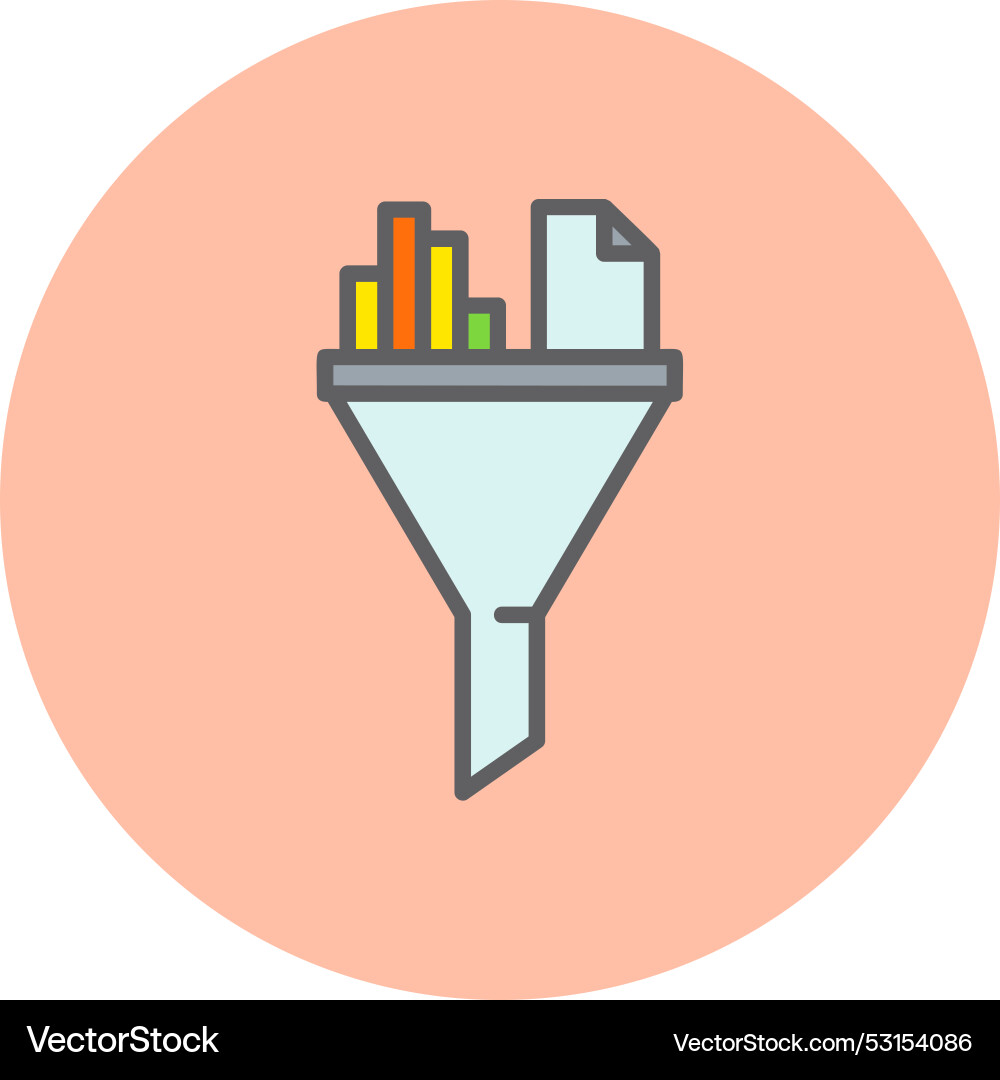 Data filter line filled circle icon Vector Image