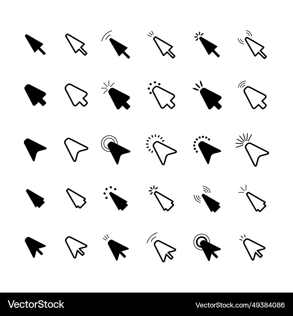 Design mouse cursor set isolated on white Design mouse cursor set isolated on white vector image
