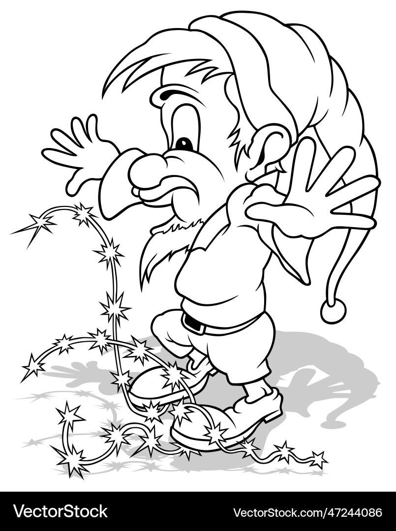 Drawing of a dwarf with sparkling stars Vector Image