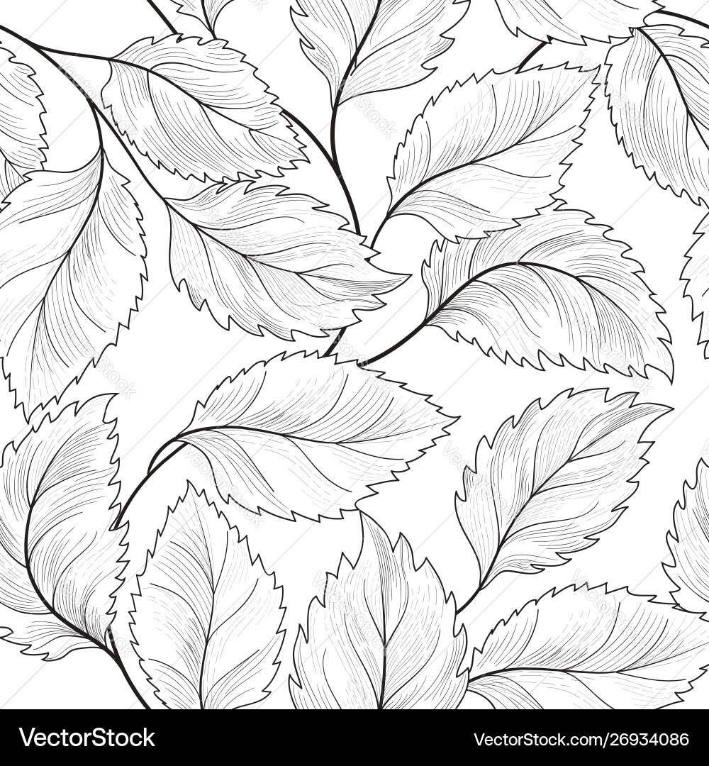 Floral Leaf Pattern - Botanical Tile Vector Image