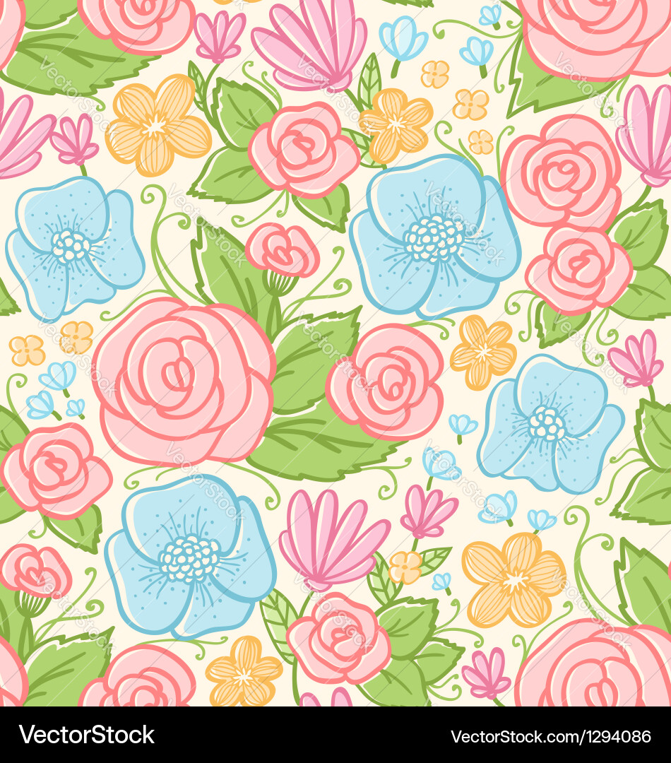 Floral Roses and Violets Pattern Vector Image
