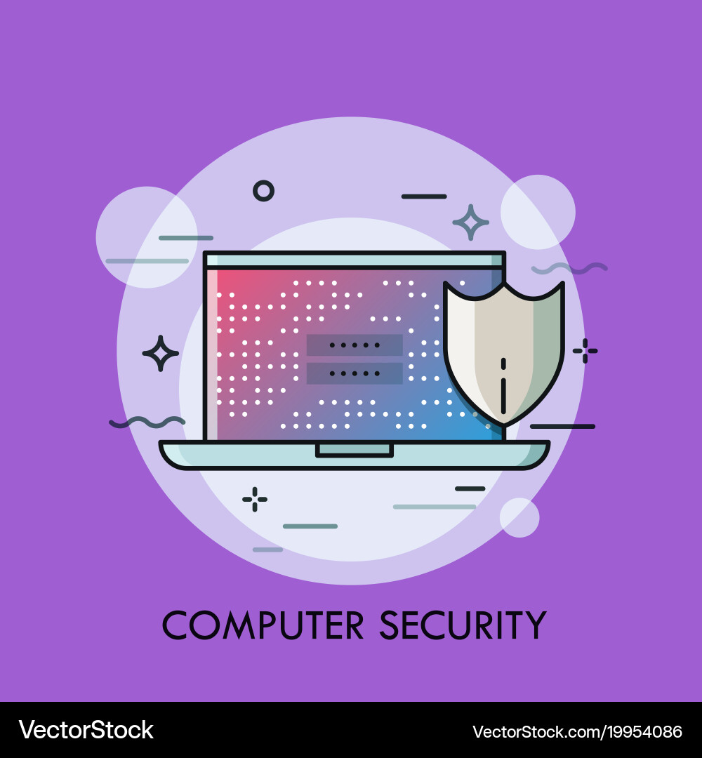 Laptop with login and password on screen vector image