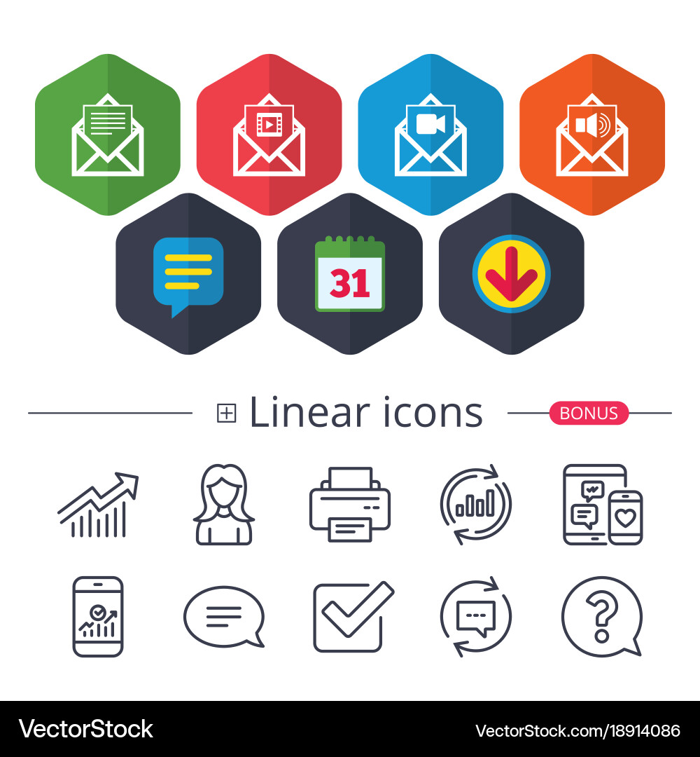 Mail envelope icons message document symbols Vector Image