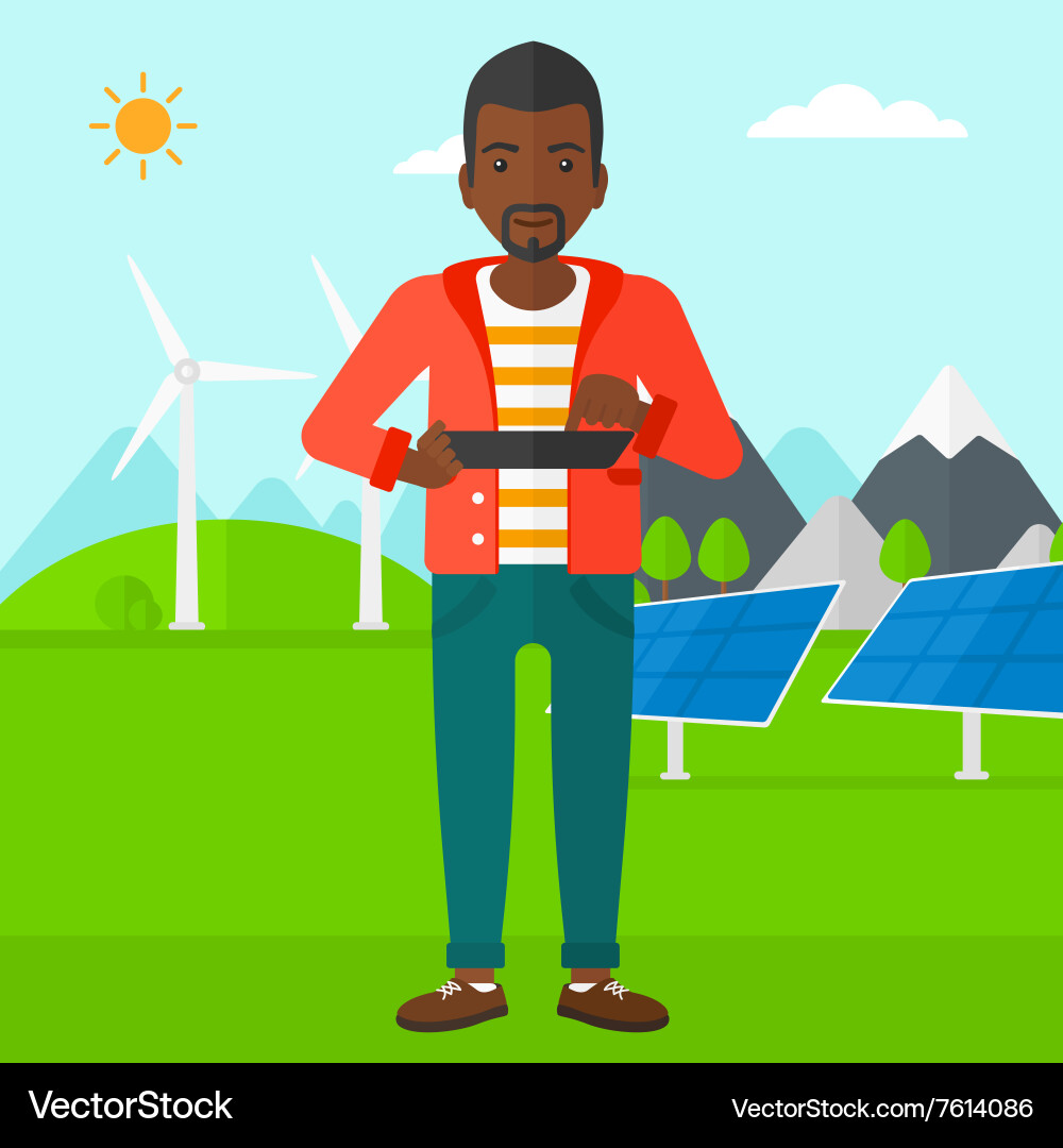 Man using tablet computer Vector Image