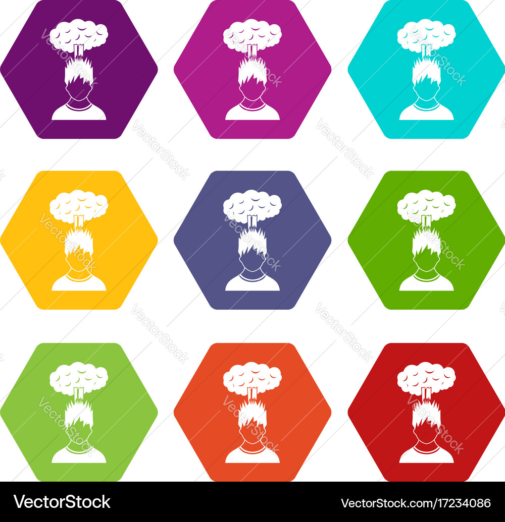 Man with red cloud over head icon set color vector image