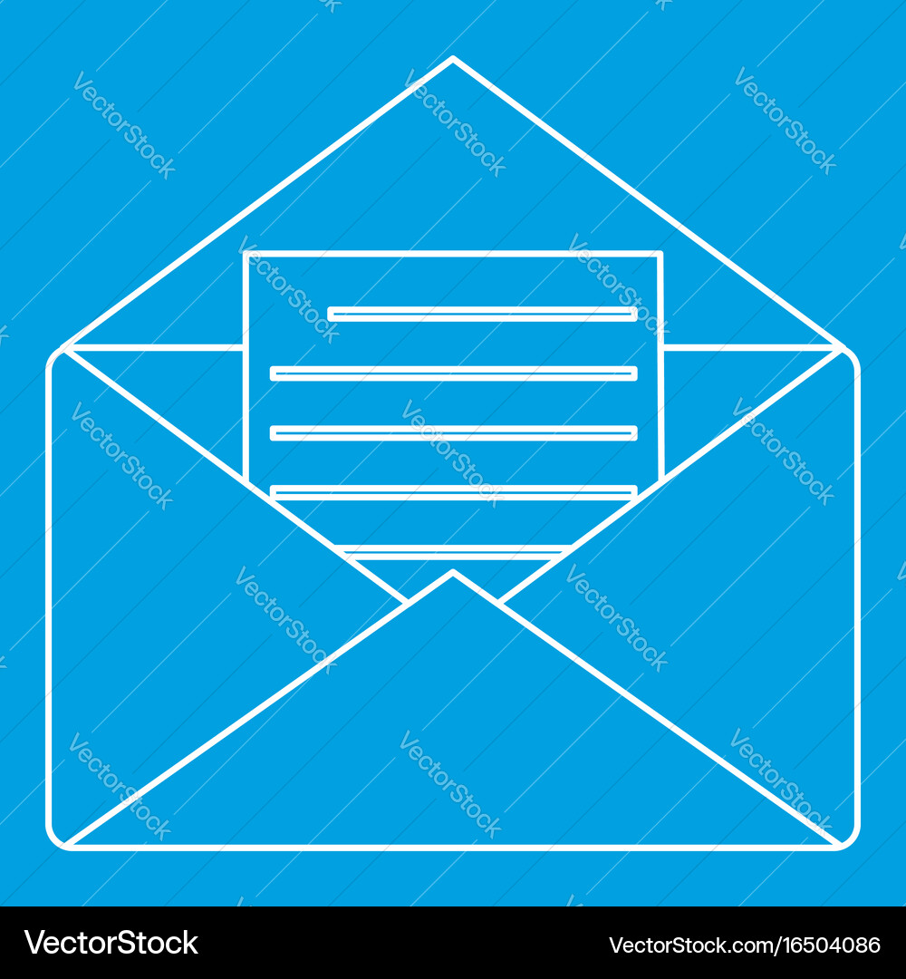 Paper envelope with empty sheet icon outline style vector image