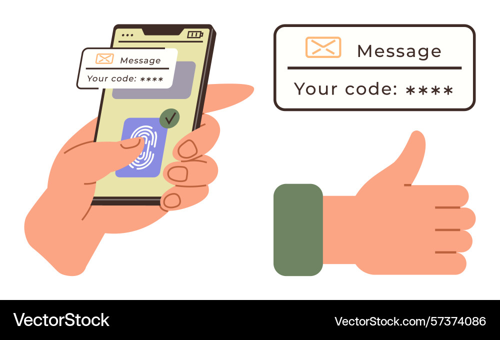 Secure two-factor authentication using fingerprint Vector Image