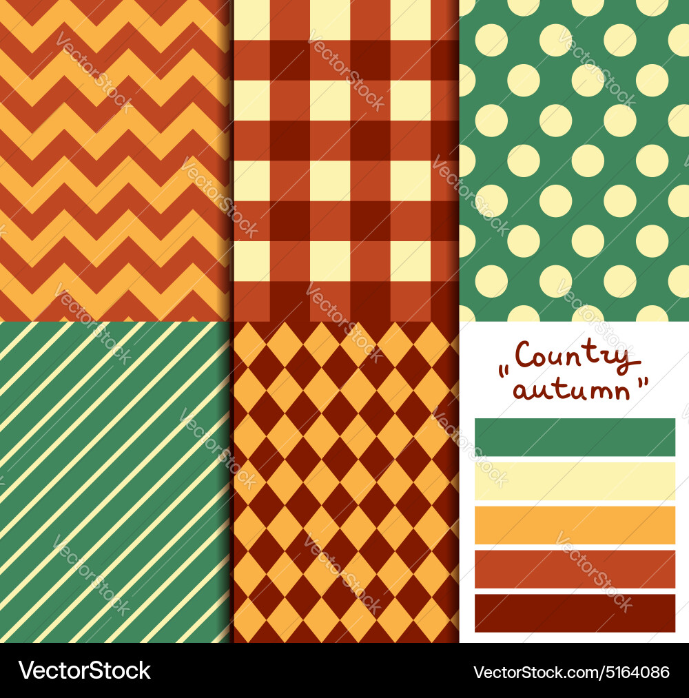 Set of 5 simple seamless geometric patterns vector image