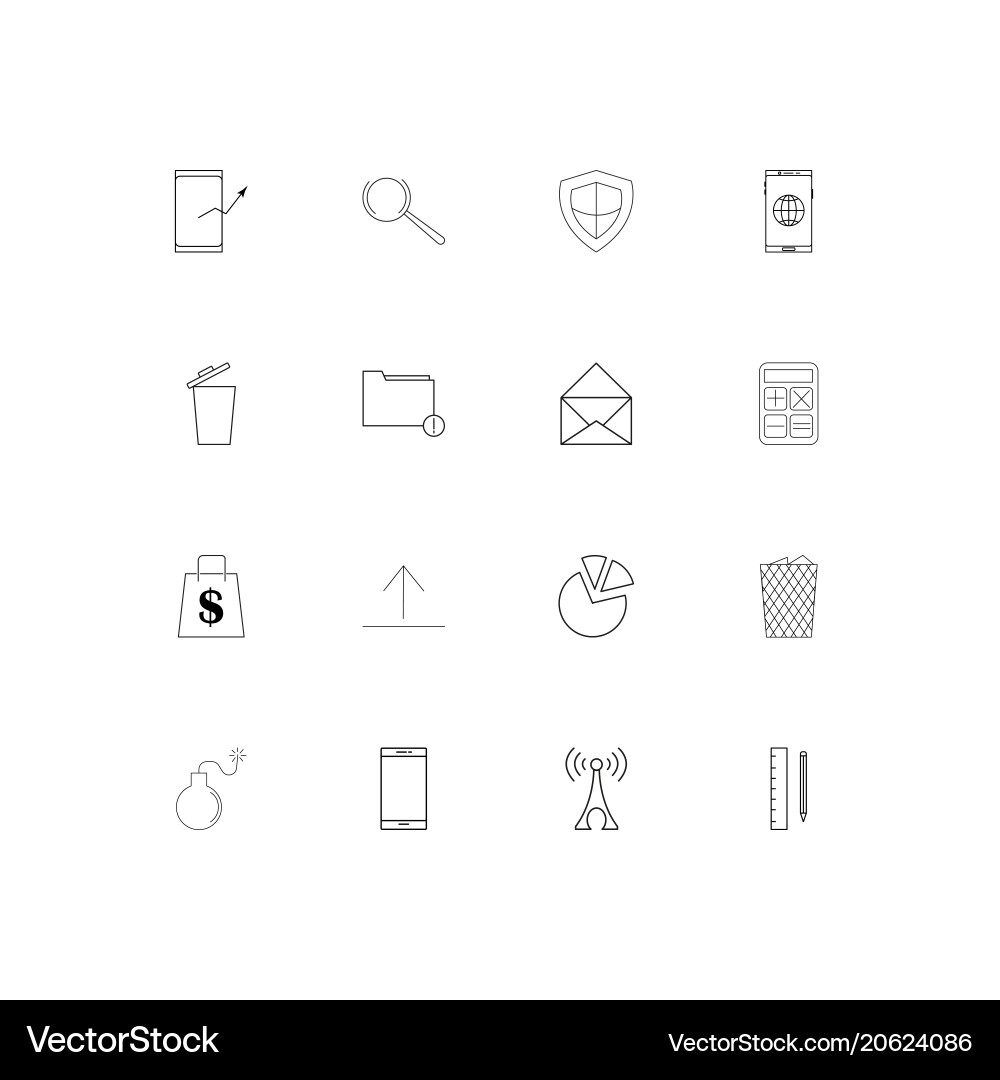 Web and text simple linear icons set outlined vector image