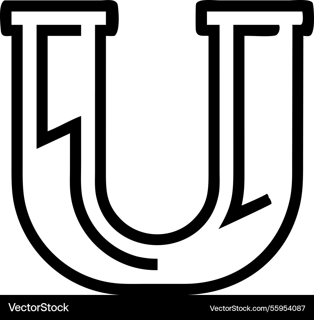 Abstract letter u with flowing curves and dynamic Vector Image