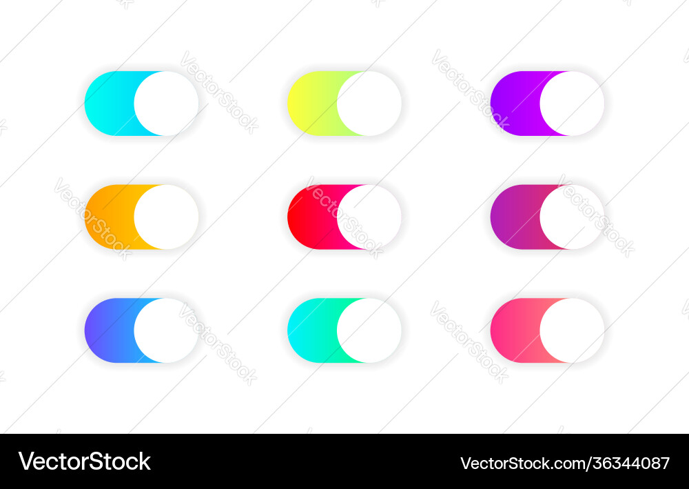 Colorful set buttons with gradient slide vector image