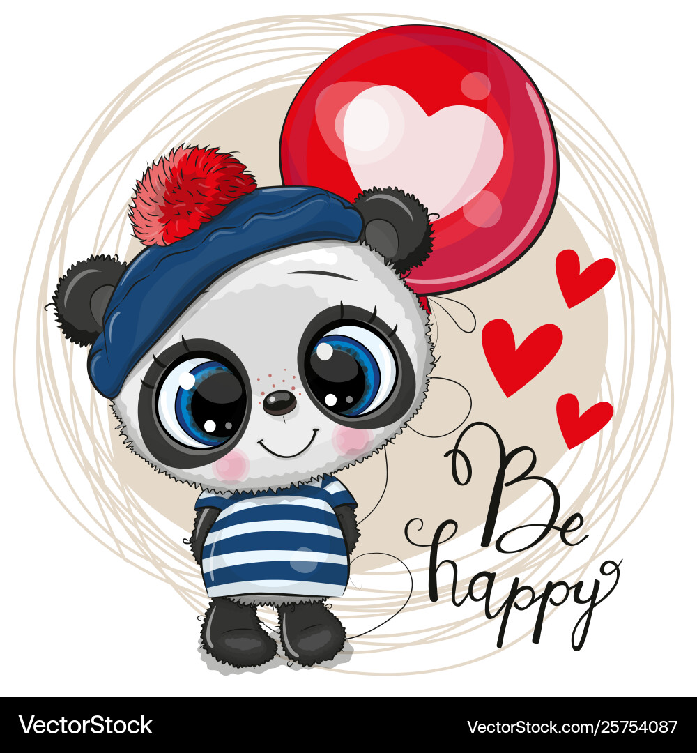 Cute cartoon panda with balloon vector image