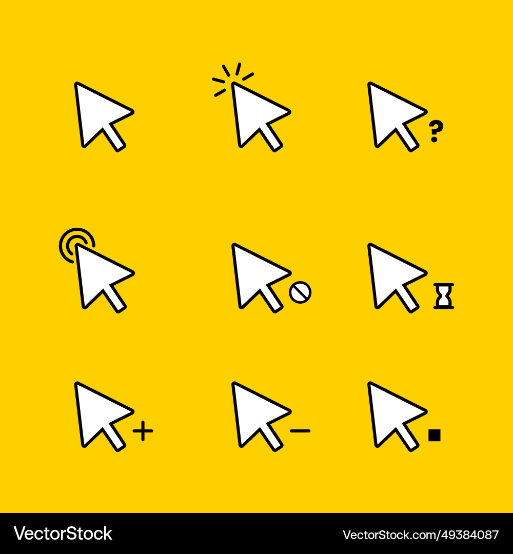 Design mouse cursor set isolated on white Design mouse cursor set isolated on white Vector Image
