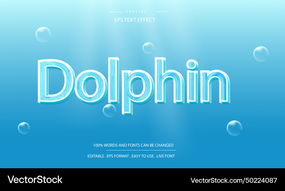 Editable text effect dolphin style Editable text effect dolphin style vector image