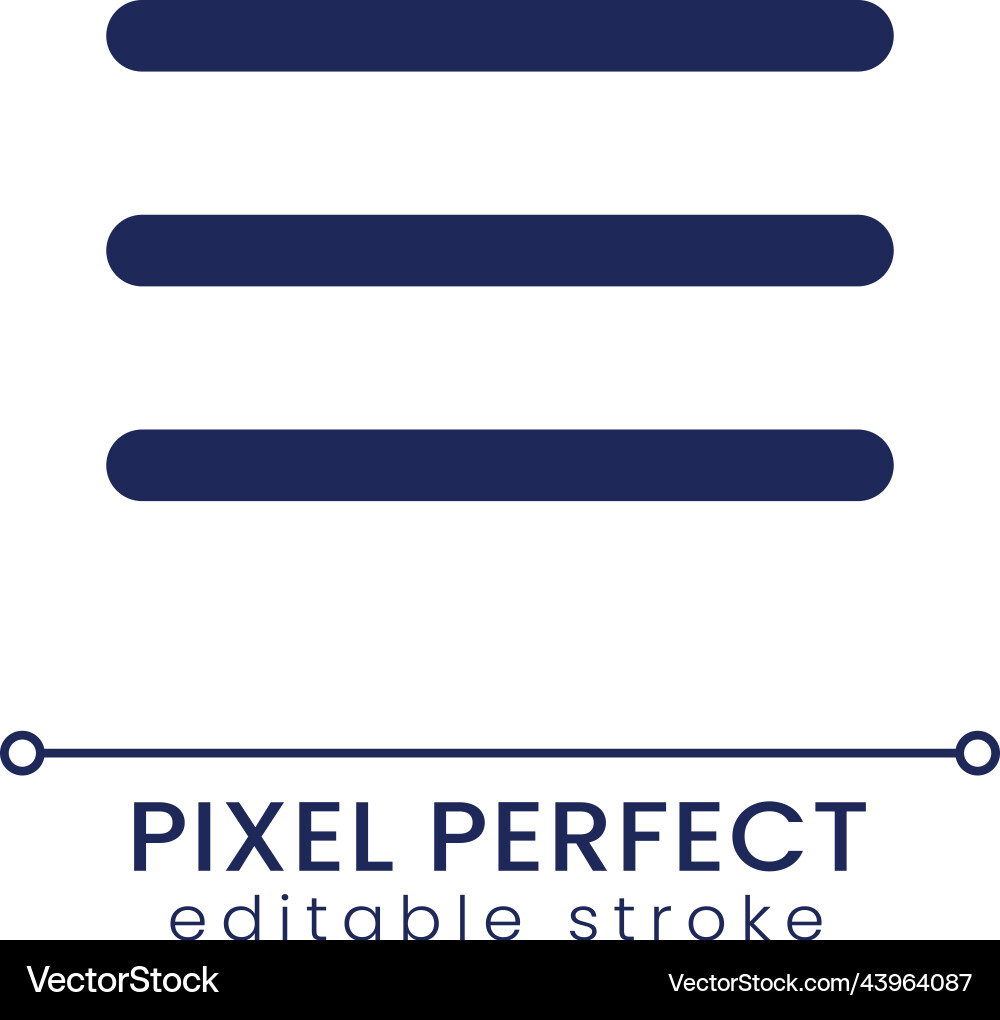Hamburger menu pixel perfect linear ui icon Hamburger menu pixel perfect linear ui icon vector image