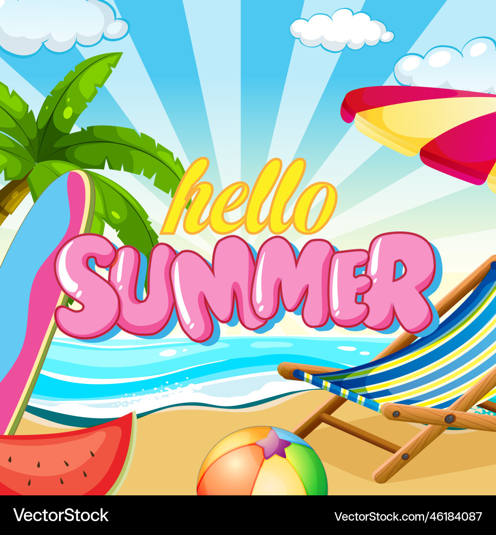 Hello summer banner template Royalty Free Vector Image