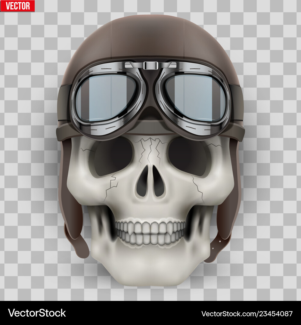 Human skull with retro aviator or biker helmet Human skull with retro aviator or biker helmet vector image