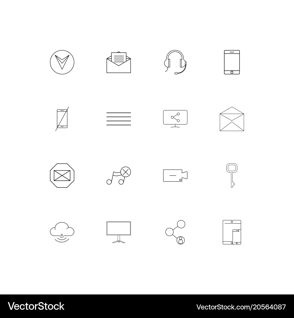 Internet of things simple linear icons set vector image