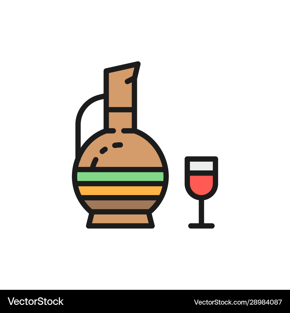 Kambodschanische Wein chacha flache Farblinie Symbol Kambodschanische Wein chacha flache Farblinie Symbol vektorbild