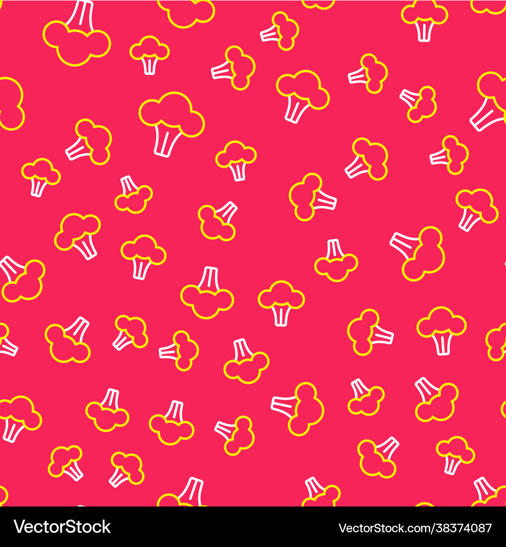 Line broccoli icon isolated seamless pattern Vector Image