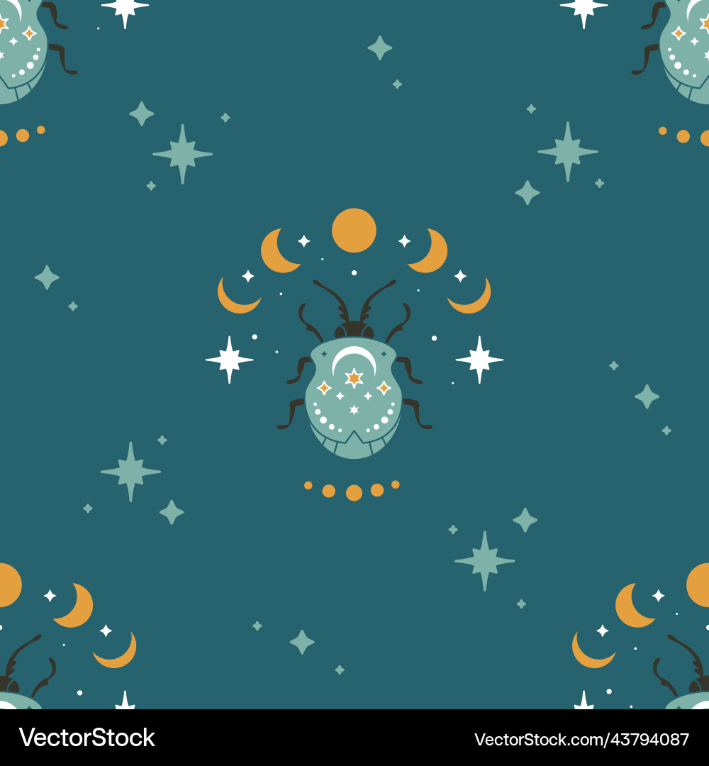 Magic bohemian seamless pattern with mystical Magic bohemian seamless pattern with mystical vector image