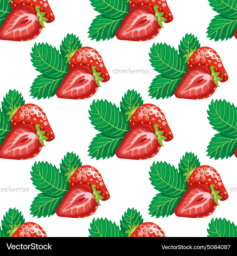 Seamless pattern with strawberries vector image