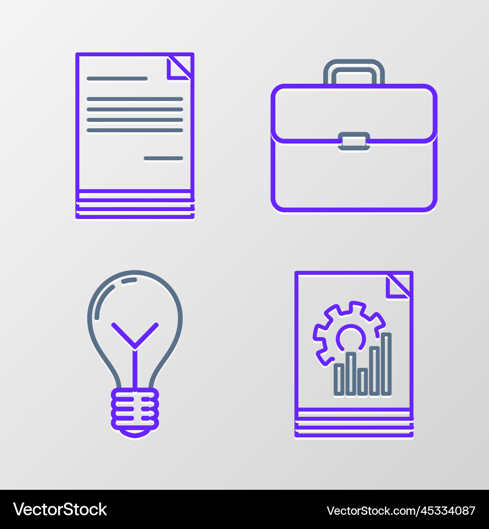 Set line document with graph chart light bulb Set line document with graph chart light bulb vector image