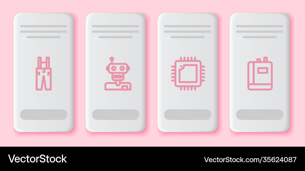 Set line pants with suspenders robot processor Set line pants with suspenders robot processor vector image