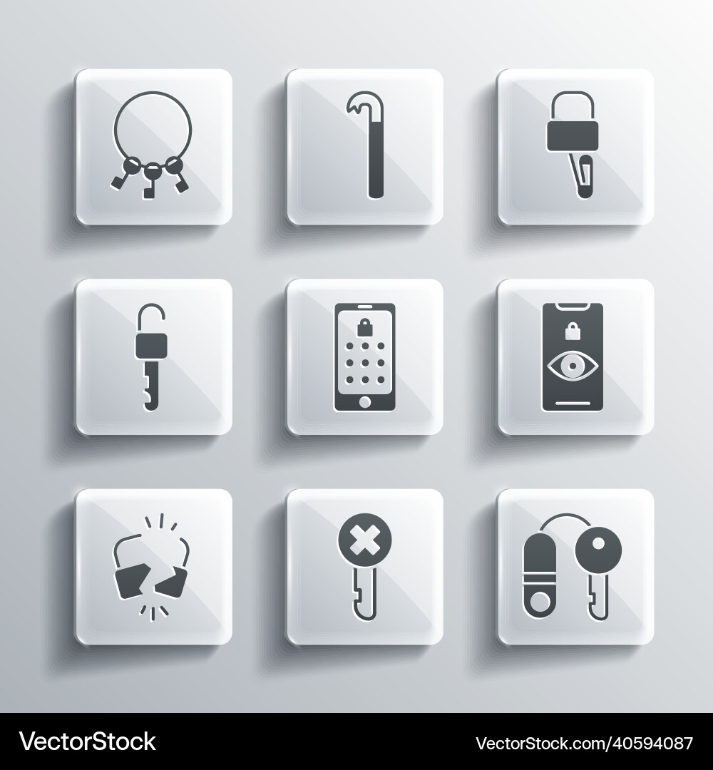 Set wrong key house with eye scan mobile Set wrong key house with eye scan mobile Vector Image