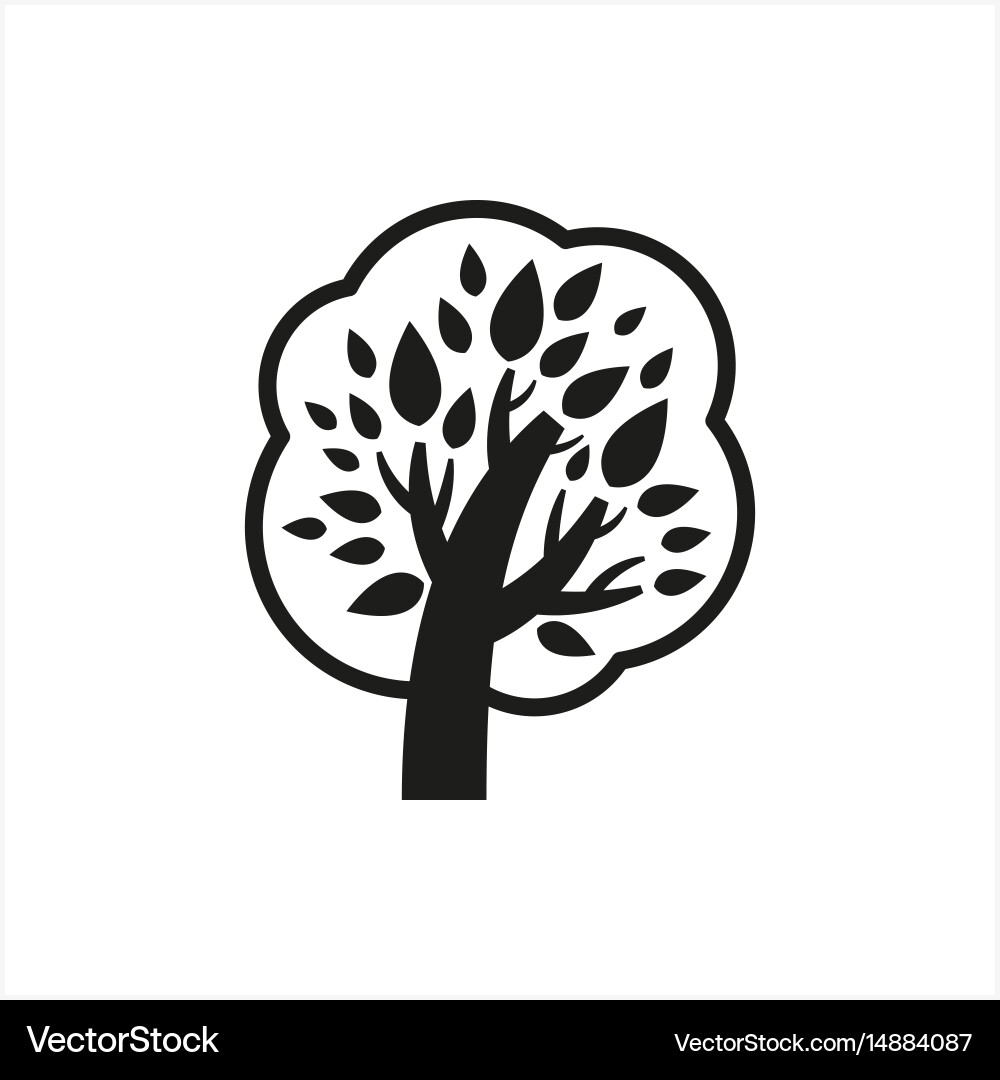 Simple minimal black tree icon symbol style vector image