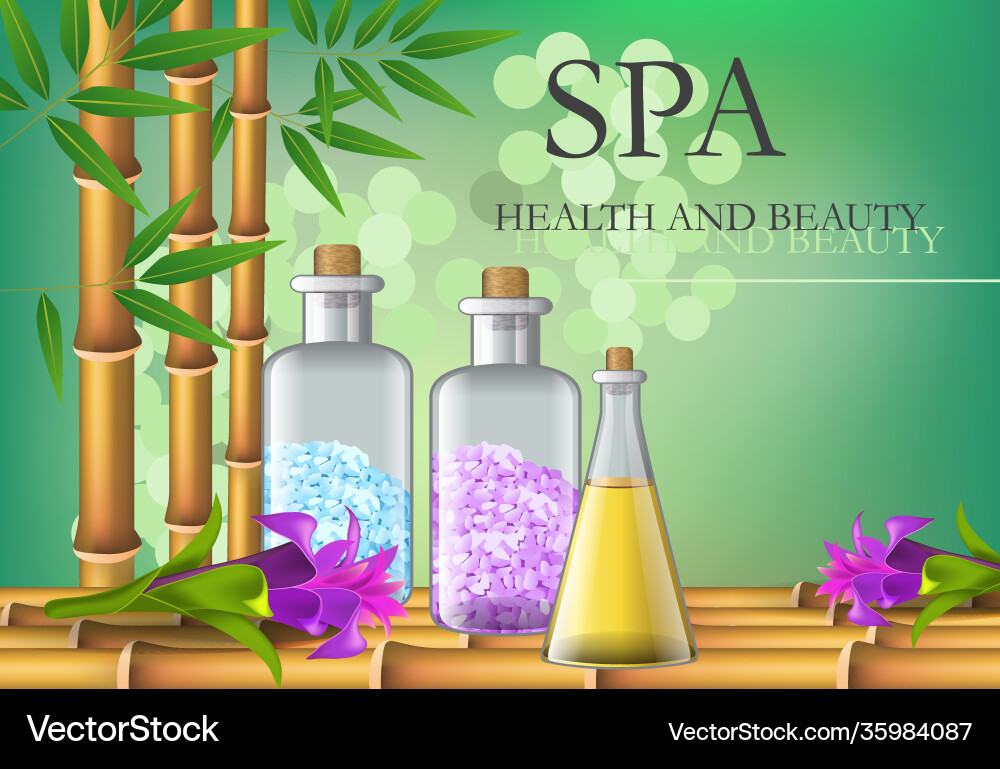 Spa Gesundheit und Schönheit Schrift mit Bambus Spa Gesundheit und Schönheit Schrift mit Bambus vektorbild