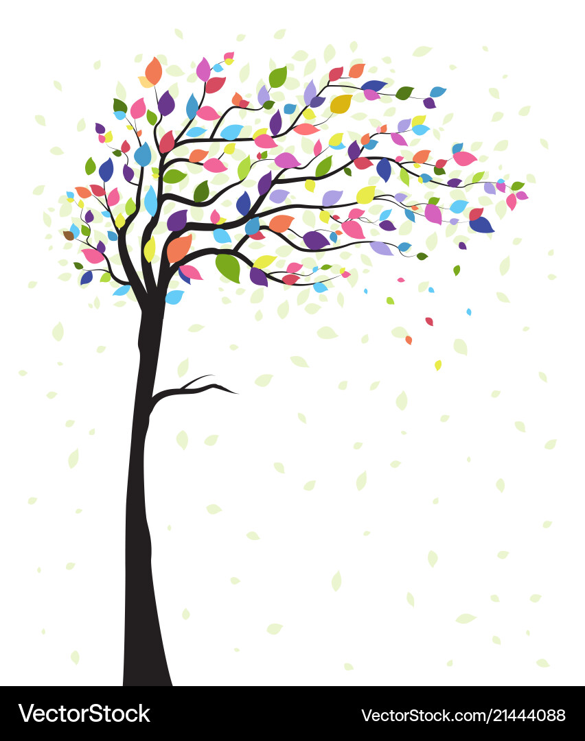 Autumn Tree with Colorful Leaves Vector Image