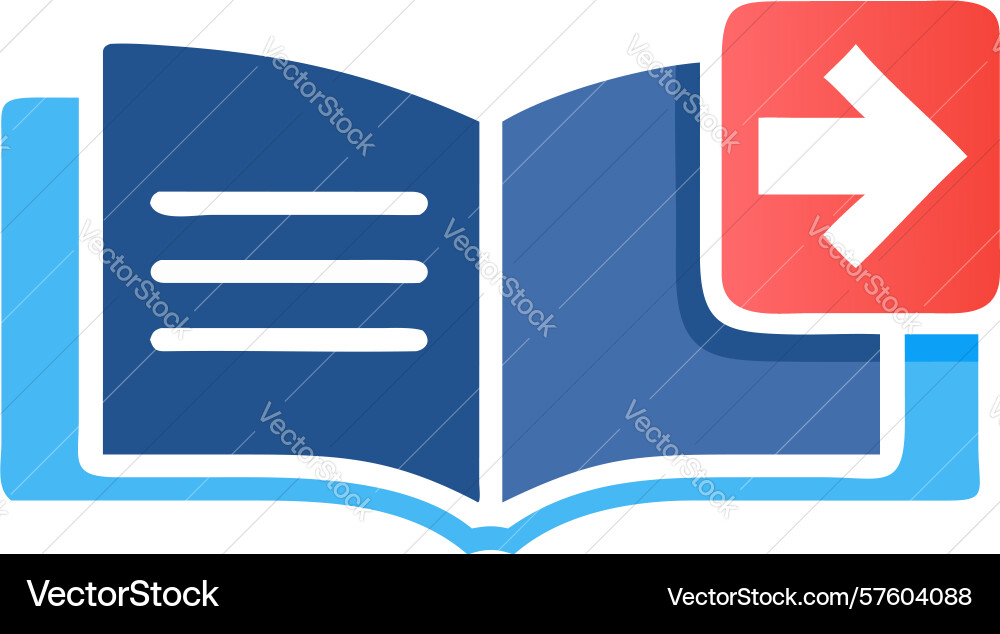 Book with arrow icon - continue reading or next Vector Image
