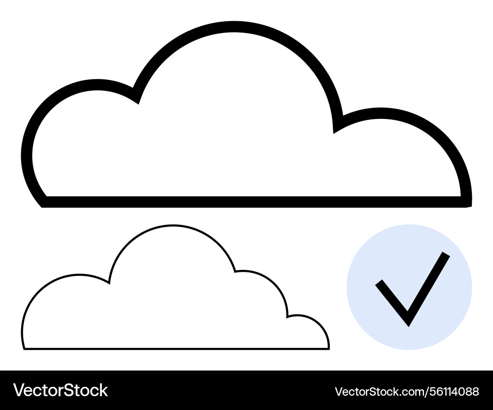 Cloud comparison with checkmark representing Cloud comparison with checkmark representing vector image