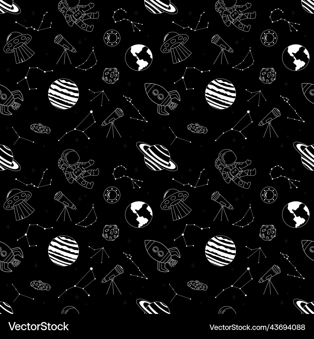 Doodle seamless pattern with space elements Doodle seamless pattern with space elements vector image