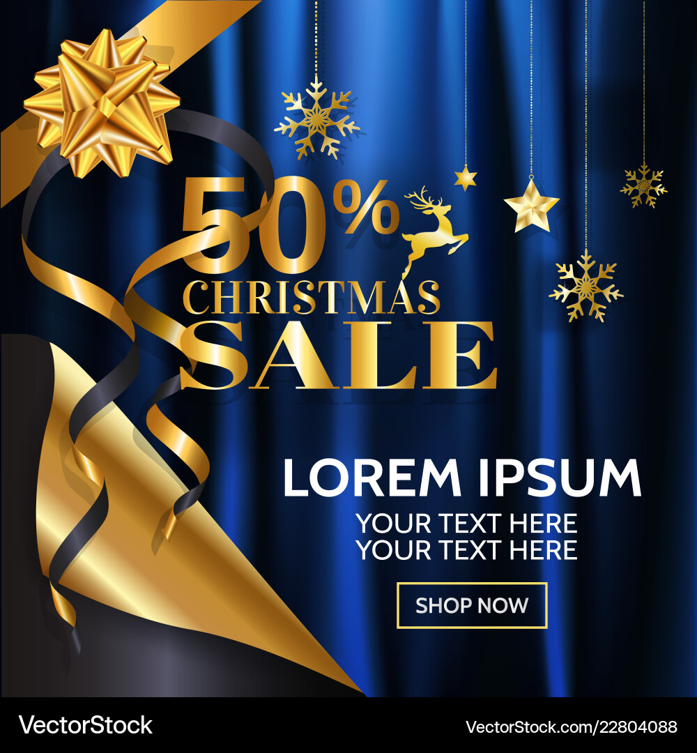 Eleganz Weihnachten Verkauf 50 Banner Design in Gold Eleganz Weihnachten Verkauf 50 Banner Design in Gold vektorbild