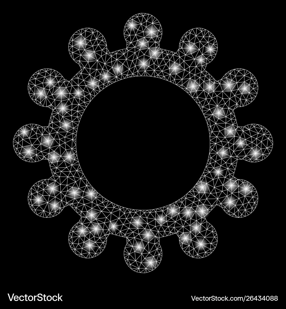 Flare mesh network cog with spots Flare mesh network cog with spots Vector Image