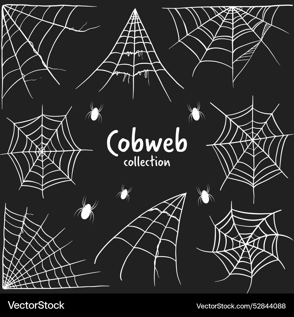 Halloween cobweb collection design in flat style Vector Image