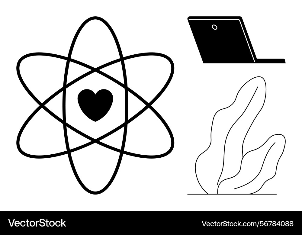 Heart within an atomic structure minimalist Heart within an atomic structure minimalist vector image
