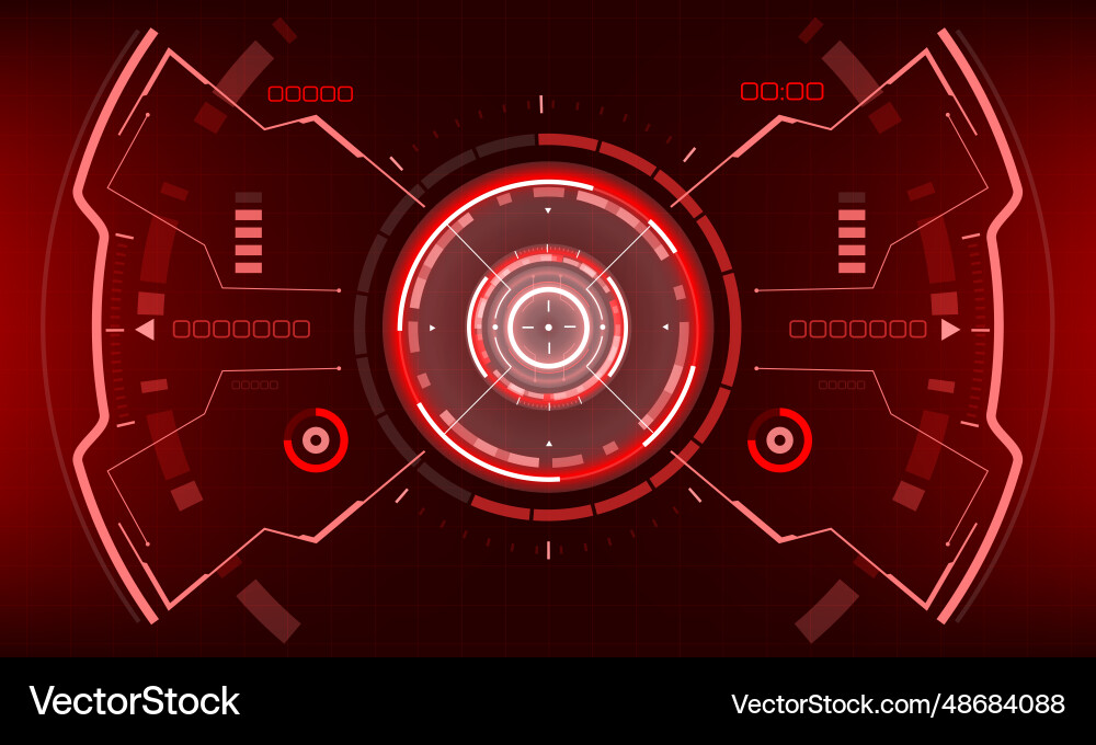 Hud sci-fi interface screen view red geometric Hud sci-fi interface screen view red geometric vector image