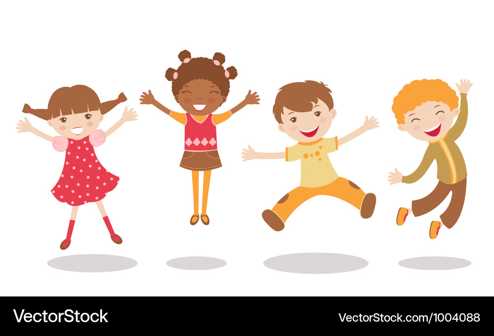 Jumping kids Royalty Free Vector Image - VectorStock