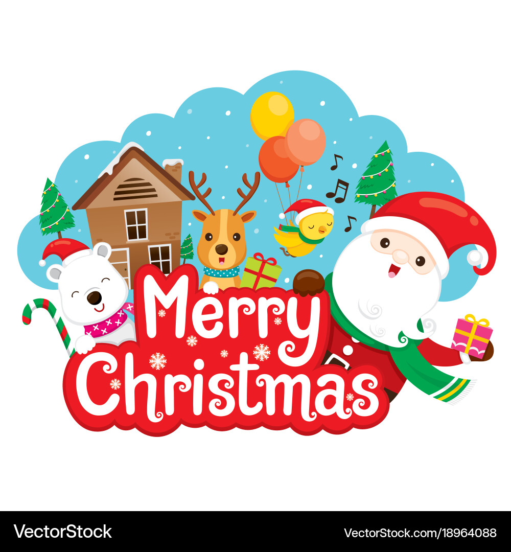 Merry Christmas Santa Claus Reindeer Vector Image