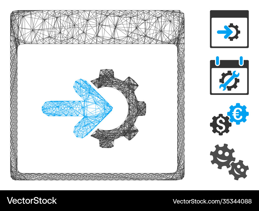 Network cog integration calendar page mesh Network cog integration calendar page mesh vector image