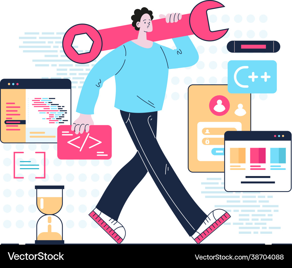 Program construction coding development software Program construction coding development software vector image