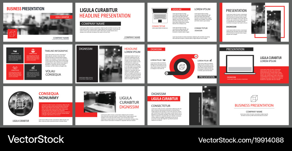 Red Presentation Slides & Templates Vector Image